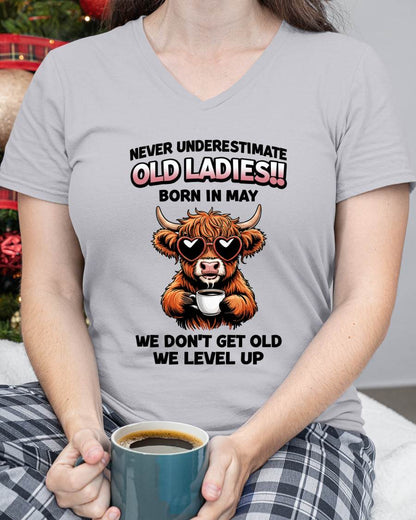 MAY BORN WOMEN LEVEL UP, NEVER GROW OLD SHIRT - FOR WOMEN - TLEE05 (SKU2606-79-05)