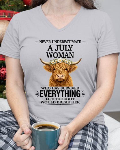 JULY WOMAN HIGHLAND COW SHIRT - FOR WOMEN - TLEE07 (SKU2606-158-07)