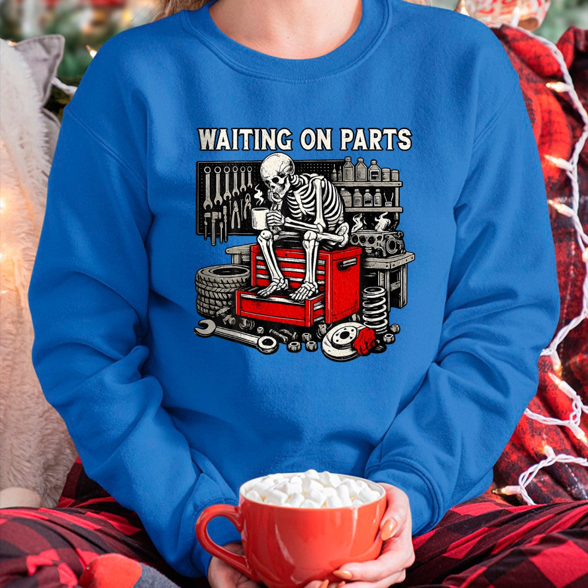 Best Mechanic Life Shirt, Funny Mechanic UnisexT-Shirt/Hoodie/Sweatshirt HLT00 - Funny Waiting On Parts Retro Mechanic Skeleton Auto Repair T-Shirt