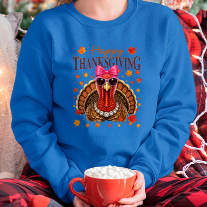 Best Thanksgiving Family Shirt , Funny Thanksgiving UnisexT-Shirt/Hoodie/Sweatshirt HLT00 - Happy Thanksgiving Turkey Coquette Thankful Fall Women Girl T-Shirt