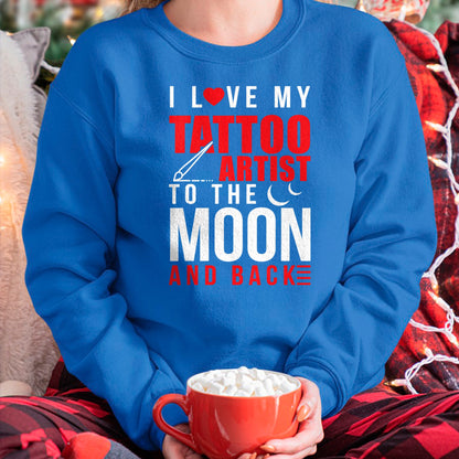 Best Wife Shirt, Wife and Husband Unisex T-Shirt/Hoodie/Sweatshirt HLT00 - I Love My Tattoo Artist To Moon & Back Husband Wife T-Shirt