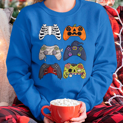 Hallowen Shirts for Family, Funny hallowen shirts, Hallowen Unisex T-Shirt/Hoodie/Sweatshirt HLT00 - Halloween Skeleton Zombie Gaming Controllers Mummy Boys Kids T-Shirt