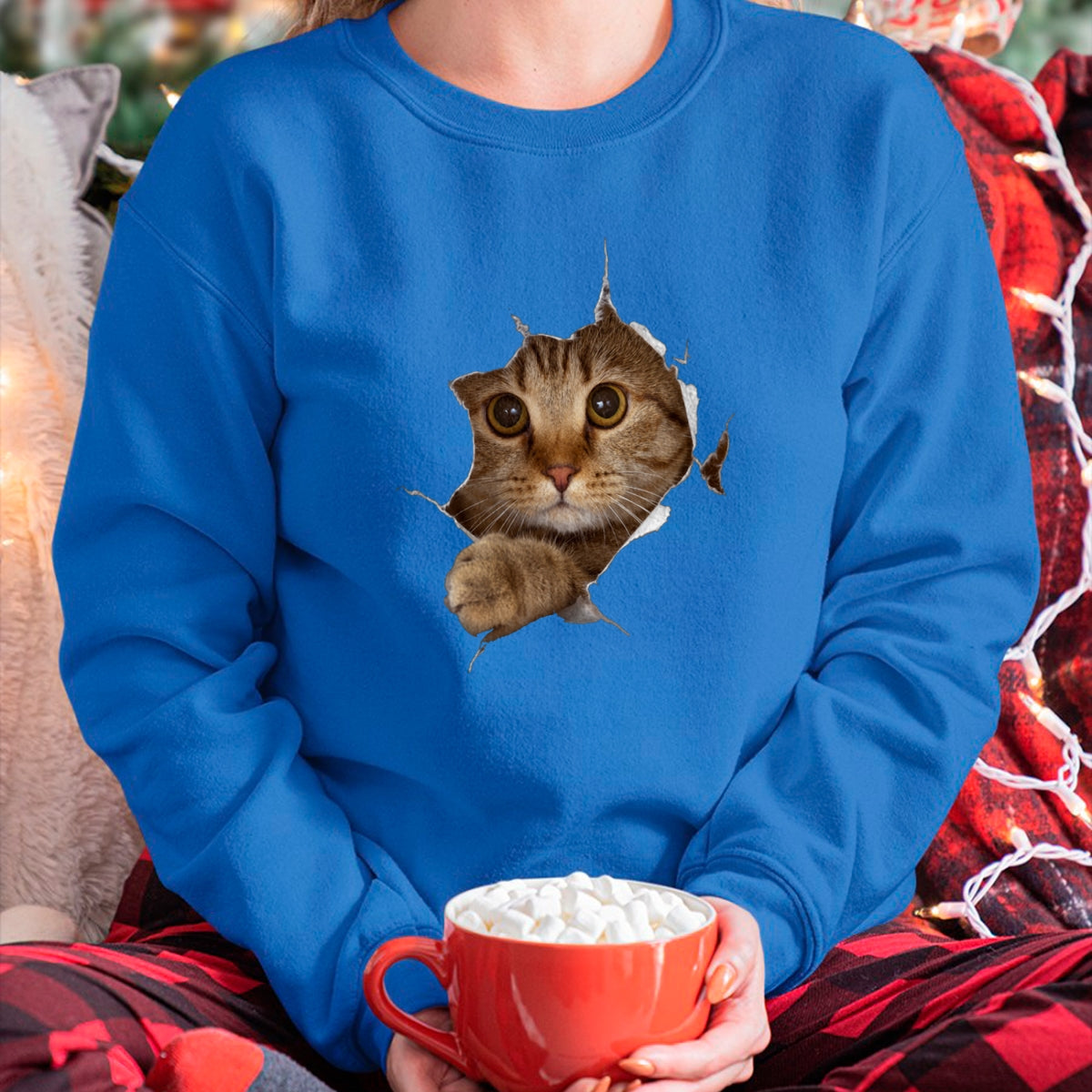 Cat Love Shirt, Funny Cat Lover Gift UnisexT-Shirt/Hoodie/Sweatshirt HLT00 - Sweet Kitten Torn Cloth - Funny Cat Lover Cat Owner Cat Lady Long Sleeve T-Shirt