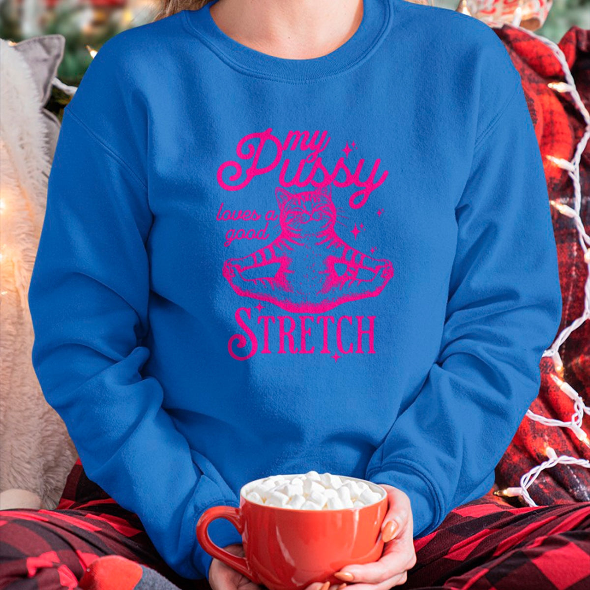 Cat Love Shirt, Funny Cat Lover Gift UnisexT-Shirt/Hoodie/Sweatshirt HLT00 - My Pussy Loves A Good Stretch Inappropriate Adult Joke Cat T-Shirt