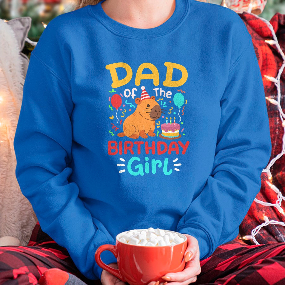 Cute Capybara Shirt, Funny Capybara Unisex T-Shirt/Hoodie/Sweatshirt HLT00 - Dad of The Birthday Girl Kids Cute Capybara Bday Family T-Shirt