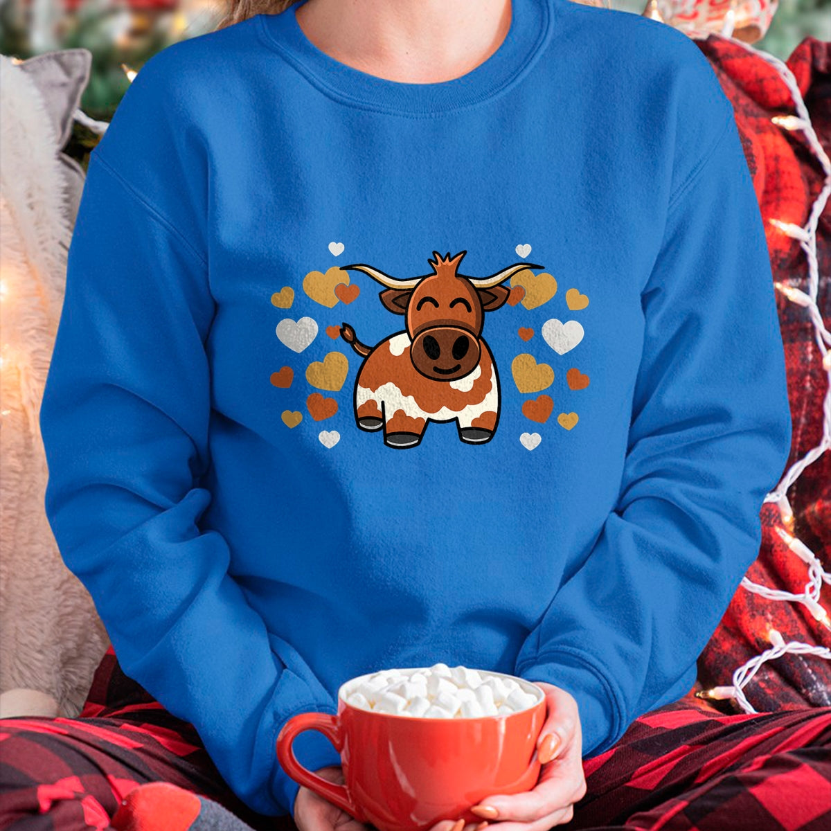 Best Farmer Life Shirt, Funny Farmer UnisexT-Shirt/Hoodie/Sweatshirt HLT00 - Cute Longhorn Cow With Hearts for Longhorn Cow Lovers T-Shirt