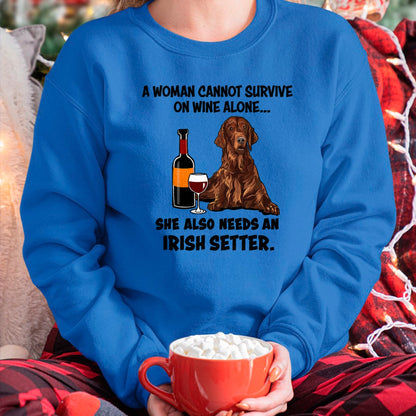 Dog Love Shirt, Dog Lover Gift T-Shirt/Hoodie/Sweatshirt HLT00 - Funny Irish Setter & Wine Lover Dog Mom Surprise T-Shirt