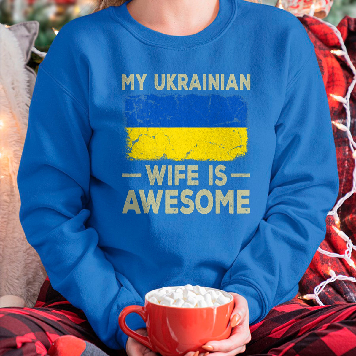 Best Wife Shirt, Wife and Husband Unisex T-Shirt/Hoodie/Sweatshirt HLT00 - My Ukrainian Wife is Awesome Ukraine Flag Funny Husband Wife T-Shirt