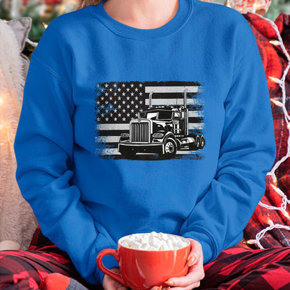 Best Truck Driver Life Shirt, Funny Trucker UnisexT-Shirt/Hoodie/Sweatshirt HLT00 - US American Flag Semi Truck Driver T-Shirt (5)