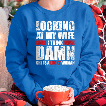 Best Wife Shirt, Wife and Husband Unisex T-Shirt/Hoodie/Sweatshirt HLT00 - Gift for wife T shirt, lucky wife   Mens My Wife - She Is A Lucky Woman - Funny Husband Tank Top