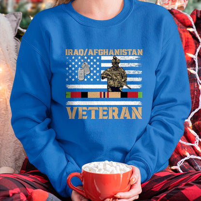 Proud Veteran Shirt, Funny Veteran UnisexT-Shirt/Hoodie/Sweatshirt HLT00 - Afghanistan Iraq Veteran Flag Soldier T-Shirt