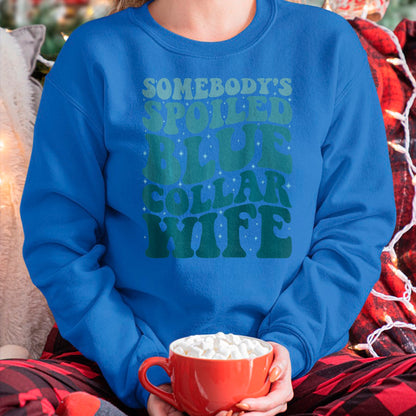 Best Wife Shirt, Wife and Husband Unisex T-Shirt/Hoodie/Sweatshirt HLT00 - Gift for wife T shirt, spoiled wife   Somebody's Spoiled Blue Collar Wife Someones spoiled T-Shirt (1)