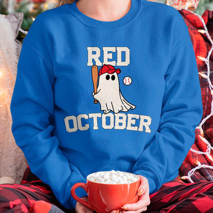 Hallowen Shirts for Family, Funny hallowen shirts, Hallowen Unisex T-Shirt/Hoodie/Sweatshirt HLT00 - Red October Halloween Ghost Playing Baseball Funny Baseball T-Shirt