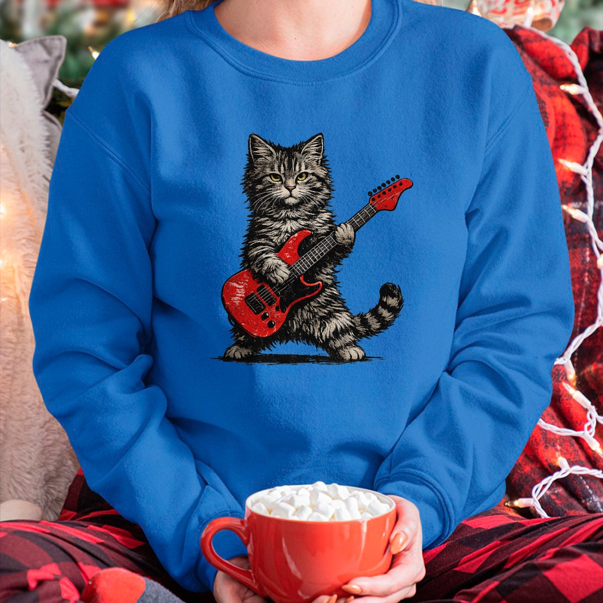 Guitar Lover Shirt, Funny Guitar UnisexT-Shirt/Hoodie/Sweatshirt HLT00 - Funny Cat Playing Guitar Rock and Roll Gifts Men Women Kids T-Shirt (5)