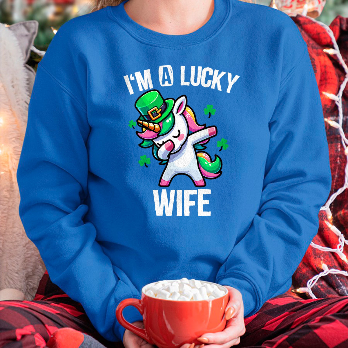 Best Wife Shirt, Wife and Husband Unisex T-Shirt/Hoodie/Sweatshirt HLT00 - Gift for wife T shirt, lucky wife   I'm a Lucky Wife Dabbing Cute Unicorn St. Patrick's Day T-Shirt (1)