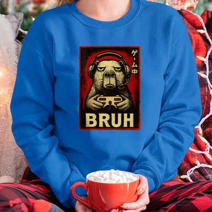 Cute Capybara Shirt, Funny Capybara Unisex T-Shirt/Hoodie/Sweatshirt HLT00 - Funny Capybara Gamer Bruh Graphic Tee Men Boys Teens Gaming T-Shirt