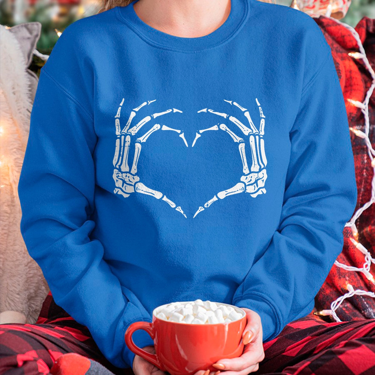 Hallowen Shirts for Family, Funny hallowen shirts, Hallowen Unisex T-Shirt/Hoodie/Sweatshirt HLT00 - Skeleton Hands Heart Sign Retro Halloween Costume Women Girl T-Shirt
