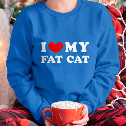 Cat Love Shirt, Funny Cat Lover Gift UnisexT-Shirt/Hoodie/Sweatshirt HLT00 - I Love My Fat Cat, I Heart My Fat Cat T-Shirt, Youth, Black, Medium (1)