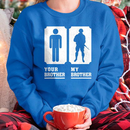 Gift for Mom Shirt, Funny Mom Unisex T-Shirt/Hoodie/Sweatshirt HLT00 - My Brother Is in Military Veteran Brother For Proud Sister T-Shirt