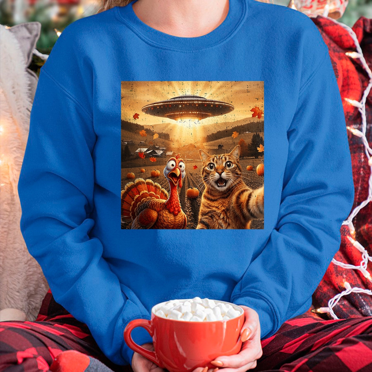Best Thanksgiving Family Shirt , Funny Thanksgiving UnisexT-Shirt/Hoodie/Sweatshirt HLT00 - Cat Selfie with Turkey Funny Thanksgiving for Men Women Kids T-Shirt