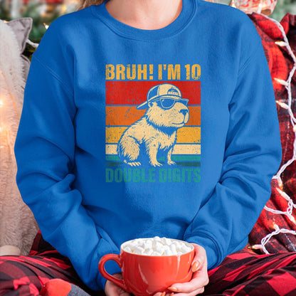 Cute Capybara Shirt, Funny Capybara UnisexT-Shirt/Hoodie/Sweatshirt HLT00 - 10 Years Old Birthday Bruh I_m Double Digits 10th Birthday T-Shirt