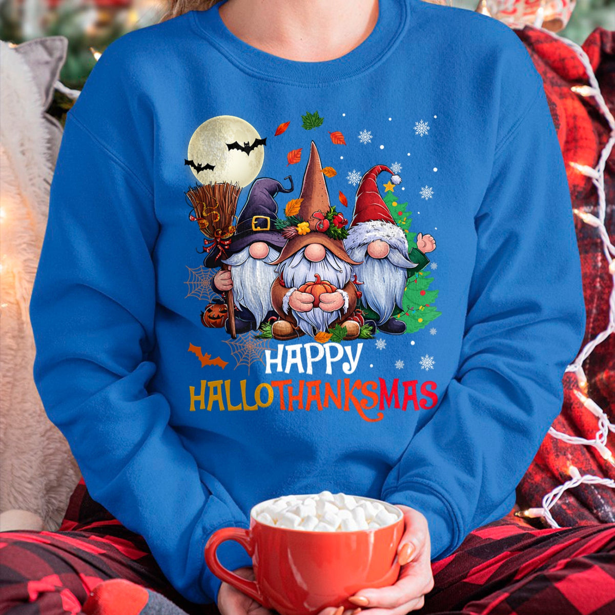 Happy Hallothanksmas Gnomes Lover Halloween Merry Christmas T-Shirt for men women (SKU-MRCM-5) FMA male