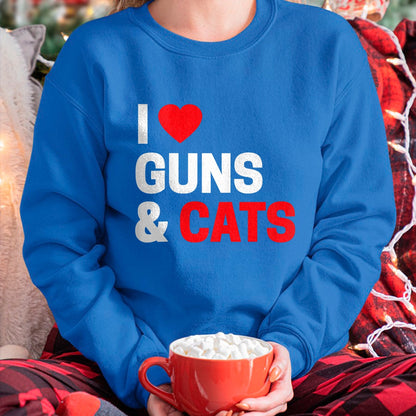 Cat Love Shirt, Funny Cat Lover Gift UnisexT-Shirt/Hoodie/Sweatshirt HLT00 - Cat Lovers Gifts for Men _ Women Funny I Love Guns _ Cats T-Shirt