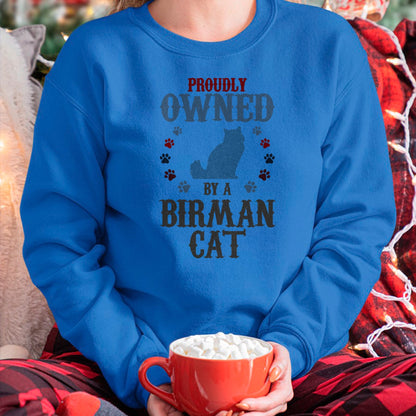 Gift for Dad Shirt, Funny Dad Unisex T-Shirt/Hoodie/Sweatshirt HLT00 – Proudly Owned By A Cat - Father Mother Birman Cat T-Shirt