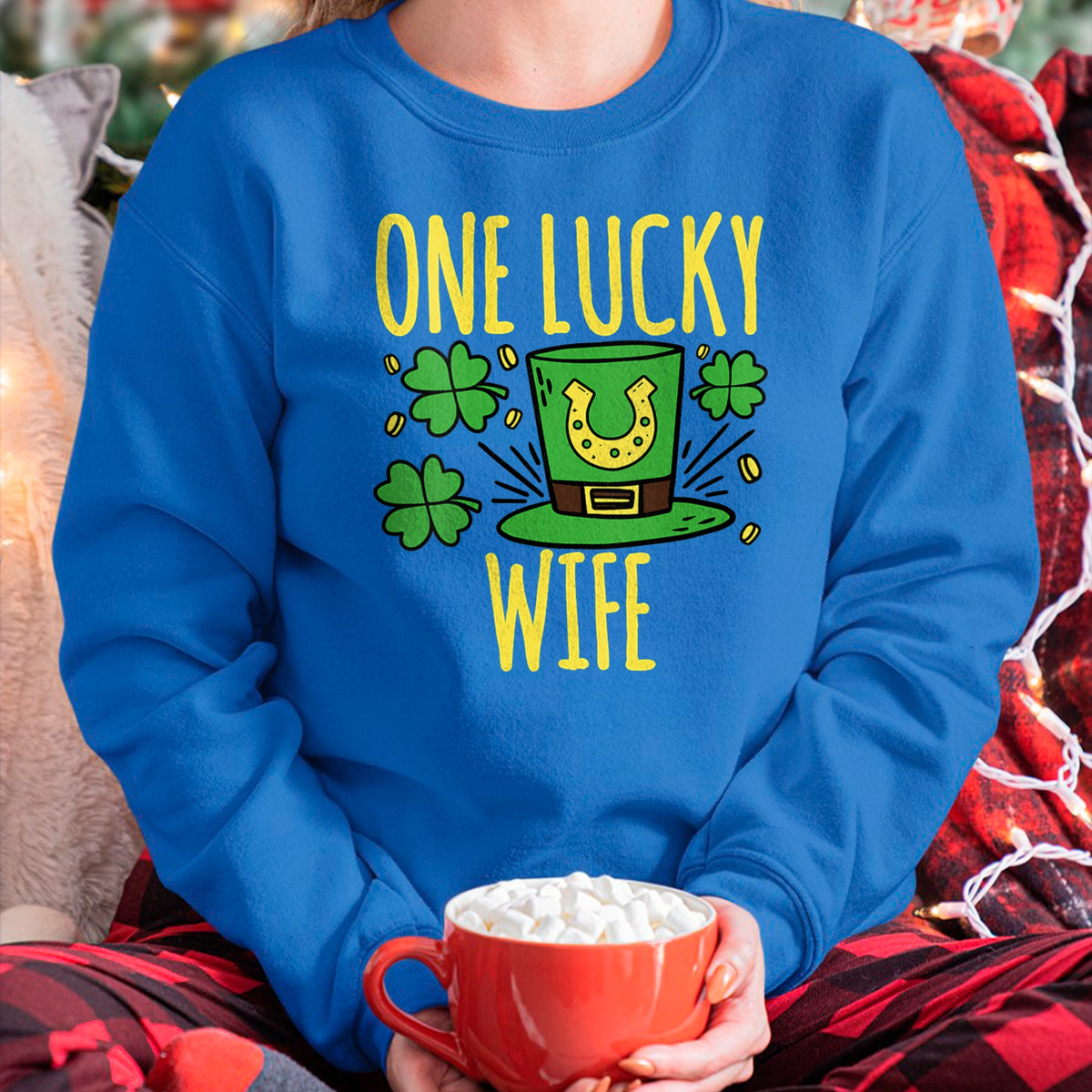 Best Wife Shirt, Wife and Husband Unisex T-Shirt/Hoodie/Sweatshirt HLT00 - Gift for wife T shirt, lucky wife   Womens One Lucky Wife St. Patrick's Day Lucky Wife V-Neck T-Shir