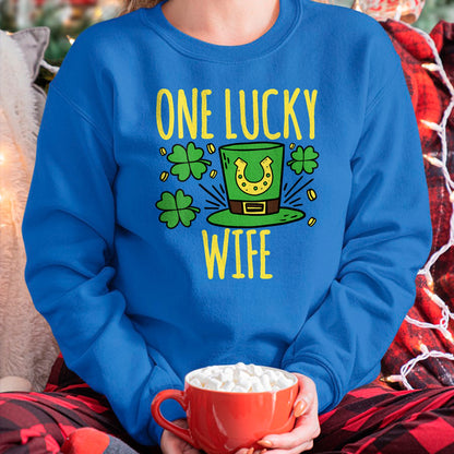 Best Wife Shirt, Wife and Husband Unisex T-Shirt/Hoodie/Sweatshirt HLT00 - Gift for wife T shirt, lucky wife   Womens One Lucky Wife St. Patrick's Day Lucky Wife V-Neck T-Shir