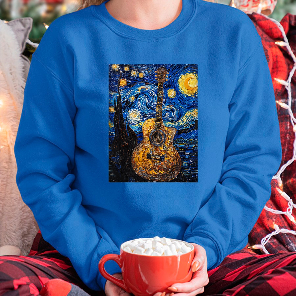 Guitar Lover Shirt, Funny Guitar UnisexT-Shirt/Hoodie/Sweatshirt HLT00 - Acoustic Guitar Van Gogh Starry Night T-Shirt