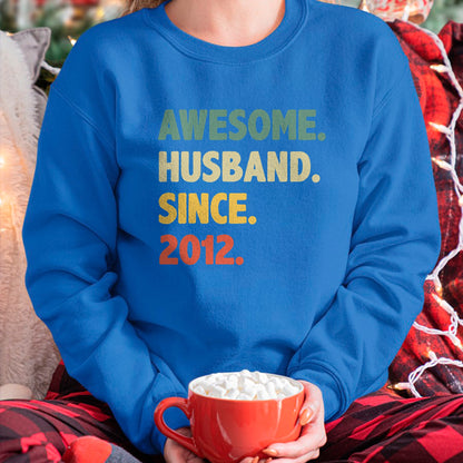 Best Wife Shirt, Wife and Husband Unisex T-Shirt/Hoodie/Sweatshirt HLT00 - 12th Wedding Anniversary Epic Awesome Husband Since 2012 Long Sleeve T-Shirt