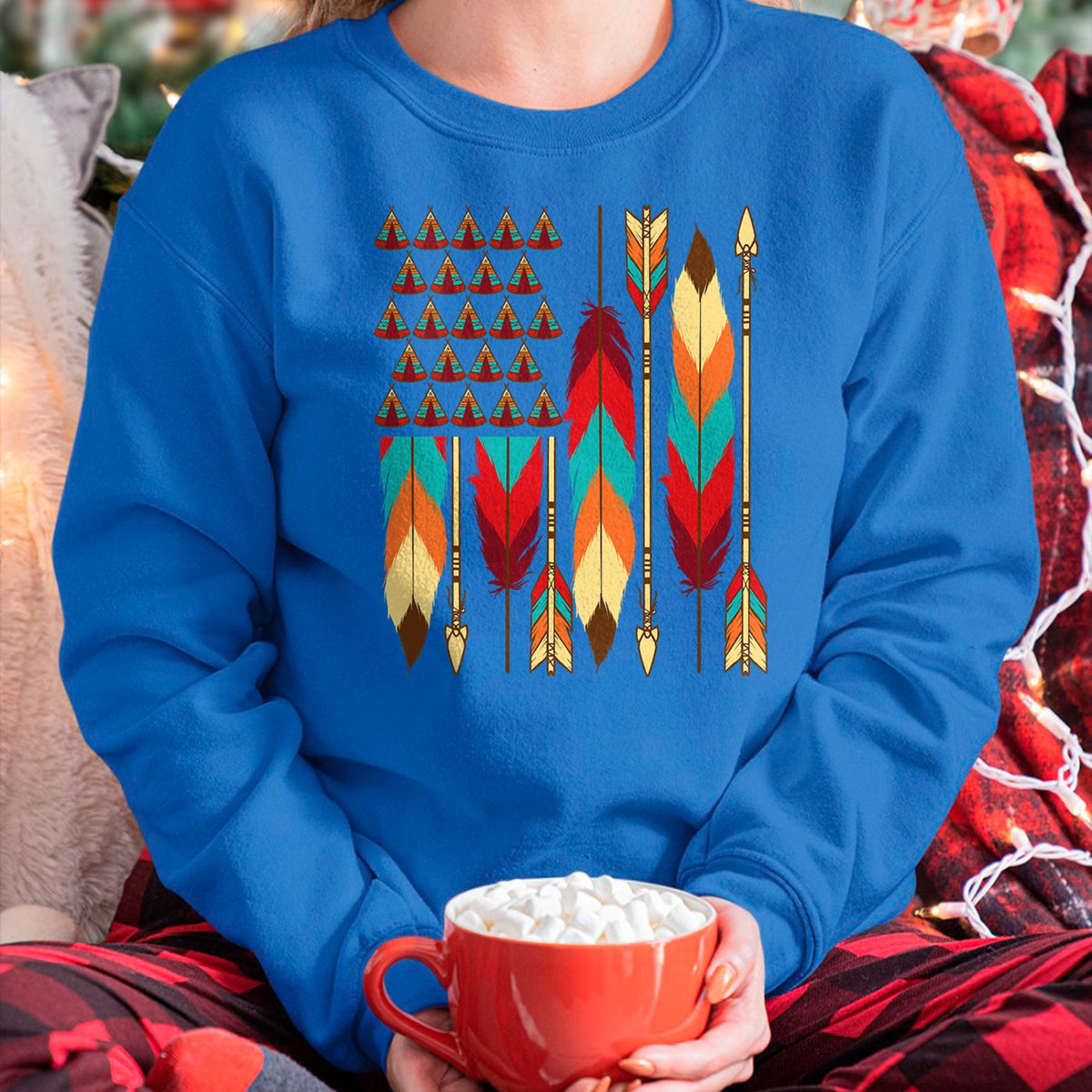 Native American T-Shirts, Vintage Native American Unisex T-Shirt/Hoodie/Sweatshirt HLT00 - Native American Flag - Pride Month Indigenous People Veteran