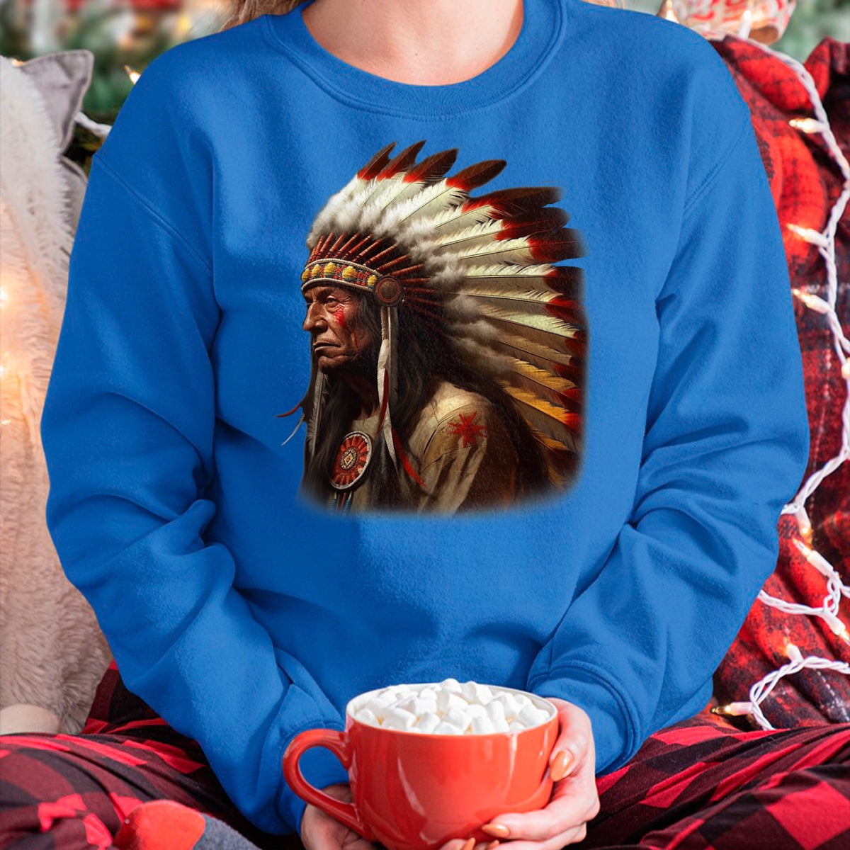 Native American T-Shirts, Vintage Native American Unisex T-Shirt/Hoodie/Sweatshirt HLT00 - Native American Indian Headdress Graphic Tees Men Women T-Shirt (1)