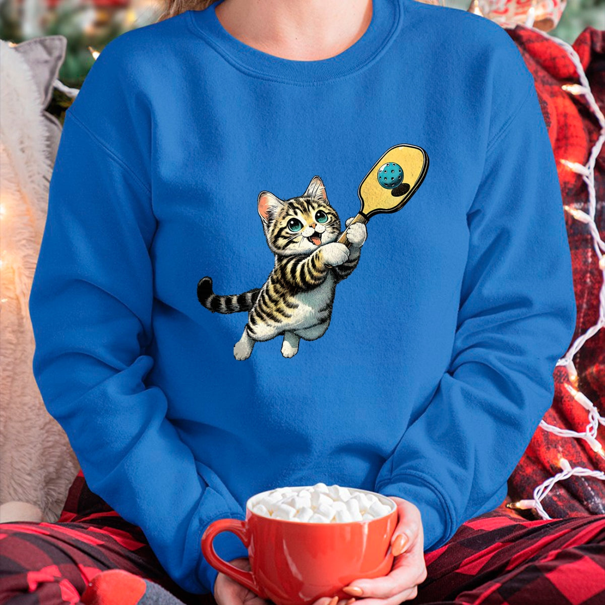 Funny Pickleball Shirt, Pickleball Lover Unisex T-Shirt/Hoodie/Sweatshirt HLT00 - Funny Kitten Playing Pickleball Cute Cat Pickleball Player T-Shirt