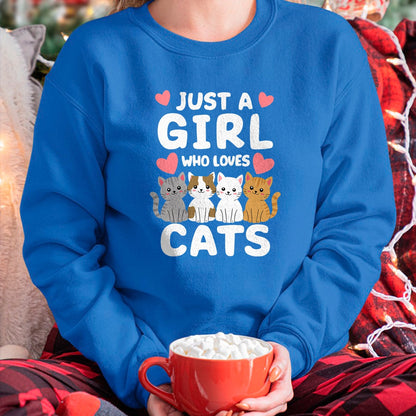 Cat Love Shirt, Funny Cat Lover Gift UnisexT-Shirt/Hoodie/Sweatshirt HLT00 - Cat Just A Girl Who Loves Cats T-Shirt (2)