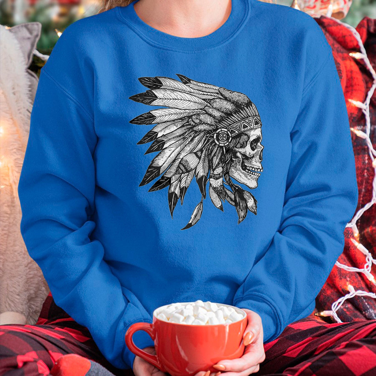 Native American T-Shirts, Vintage Native American Unisex T-Shirt/Hoodie/Sweatshirt HLT00 - American Motorcycle Skull Native Indian Eagle Chief Vintage
