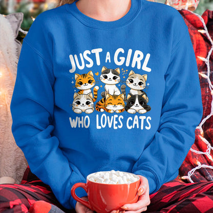 Cat Love Shirt, Funny Cat Lover Gift UnisexT-Shirt/Hoodie/Sweatshirt HLT00 - Cats Lover Just A Girl Who Loves Cat T-Shirt (1)