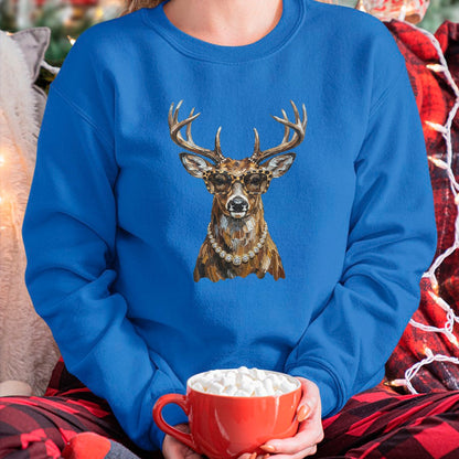 Funny Hunting Shirt, Gift For Hunting Lover Unisex T-Shirt/Hoodie/Sweatshirt HLT00 - Glam Whitetail Deer Wearing Sunglasses Necklace Hunting T-Shirt