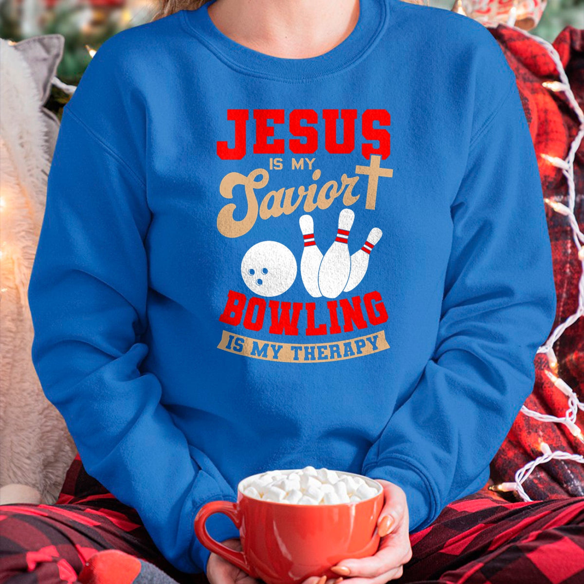 Christian Tee, Christian Faith Unisex T-Shirt/Hoodie/Sweatshirt HLT00 - Jesus Is My Savior Bowling Is My Therapy Christian Bowler T-Shirt