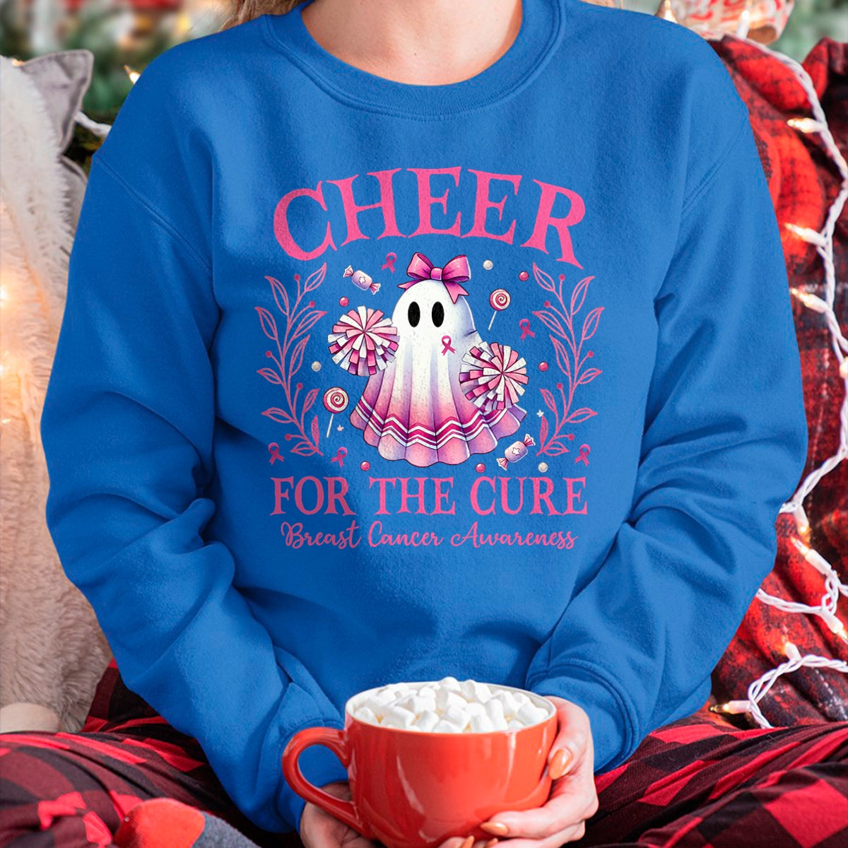 Hallowen Shirts for Family, Funny hallowen shirts, Hallowen Unisex T-Shirt/Hoodie/Sweatshirt HLT00 - Cheer for the Cure Breast Cancer Awareness Halloween Ghost T-Shirt