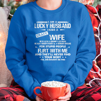 Best Wife Shirt, Wife and Husband Unisex T-Shirt/Hoodie/Sweatshirt HLT00 - Gift for wife T shirt, lucky wife   I am a lucky wife I have a crazy husband Funny gift for wife T-S