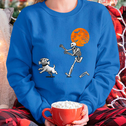 Hallowen Shirts for Family, Funny hallowen shirts, Hallowen Unisex T-Shirt/Hoodie/Sweatshirt HLT00 - Funny Spooky Humor Halloween Skeleton Chasing Dog T-Shirt