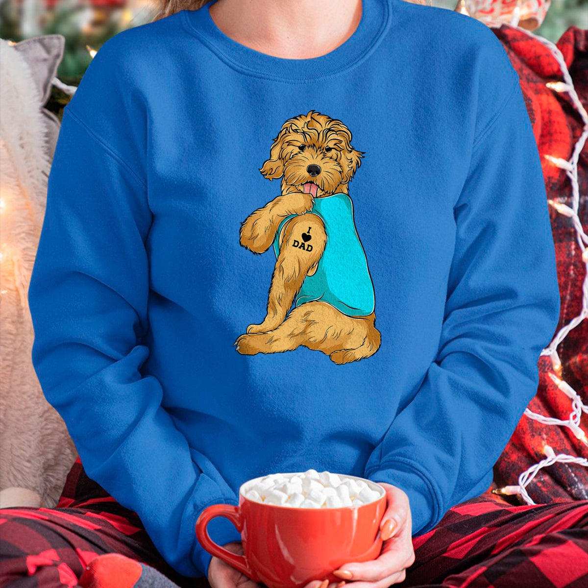 Dog Love Shirt, Dog Lover Gift T-Shirt/Hoodie/Sweatshirt HLT00 - Golden Doodle I Love Dad Tattoo Apparel, Dog Dad Gifts Dads T-Shirt