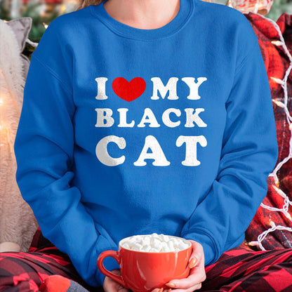 Cat Love Shirt, Funny Cat Lover Gift UnisexT-Shirt/Hoodie/Sweatshirt HLT00 - I Love My Black Cat, I Heart My Black Cat T-Shirt
