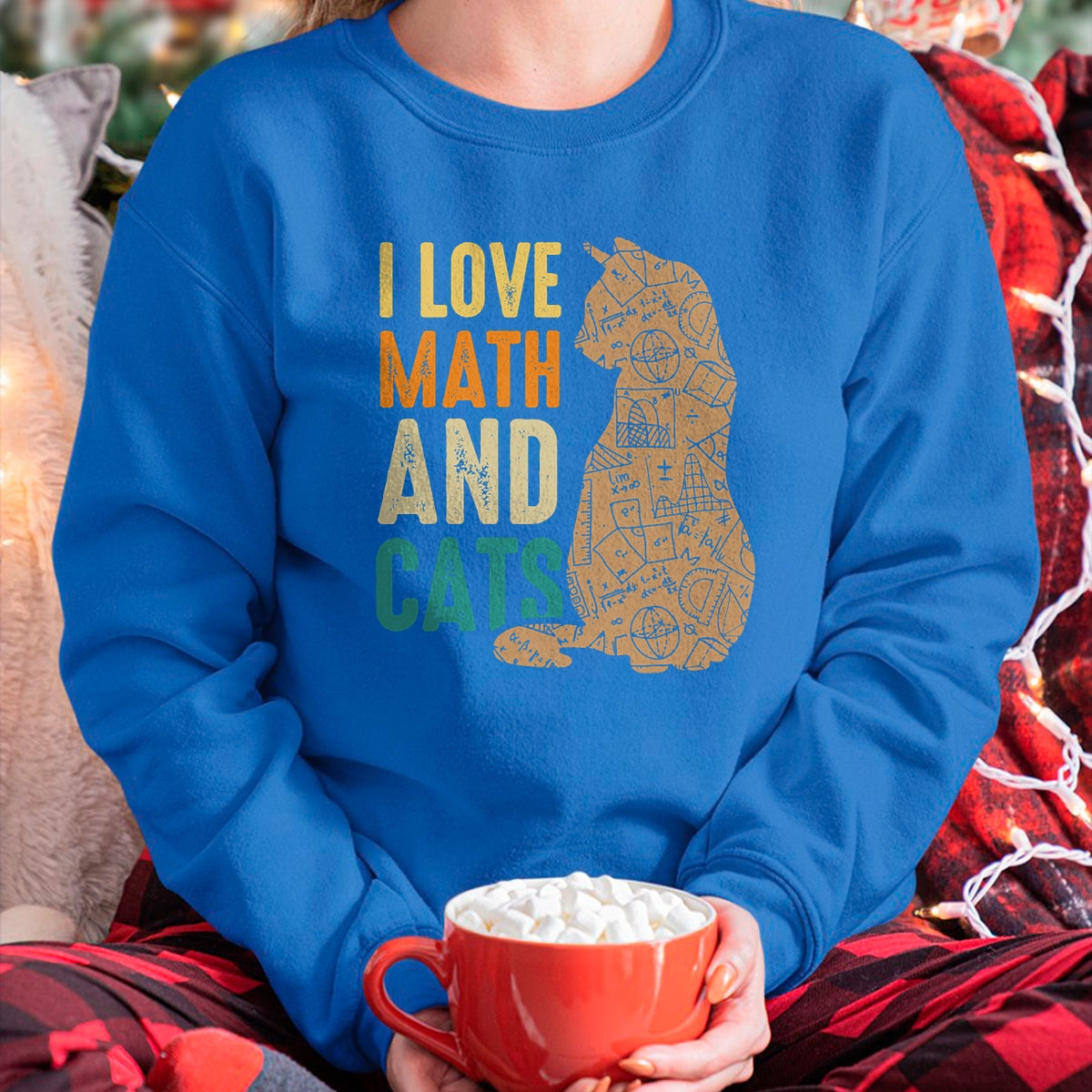 Cat Love Shirt, Funny Cat Lover Gift UnisexT-Shirt/Hoodie/Sweatshirt HLT00 - I Love Math And Cats Funny Cat Lover Math Teacher T-Shirt (1)