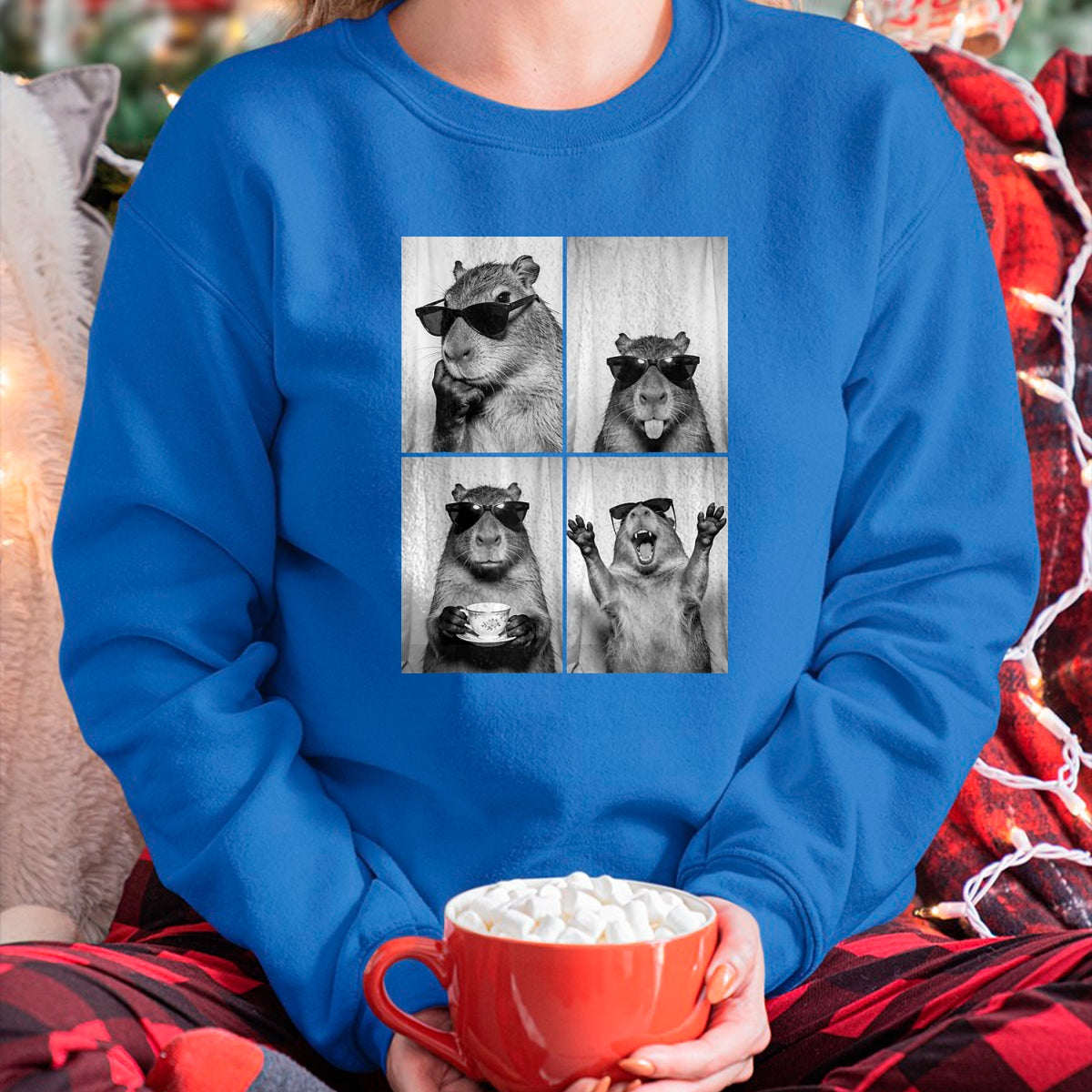 Cute Capybara Shirt, Funny Capybara Unisex T-Shirt/Hoodie/Sweatshirt HLT00 - Funny Capybara Photobooth, Capybara with Sunglasses, Rodent T-Shirt, Women, Black, X-Small