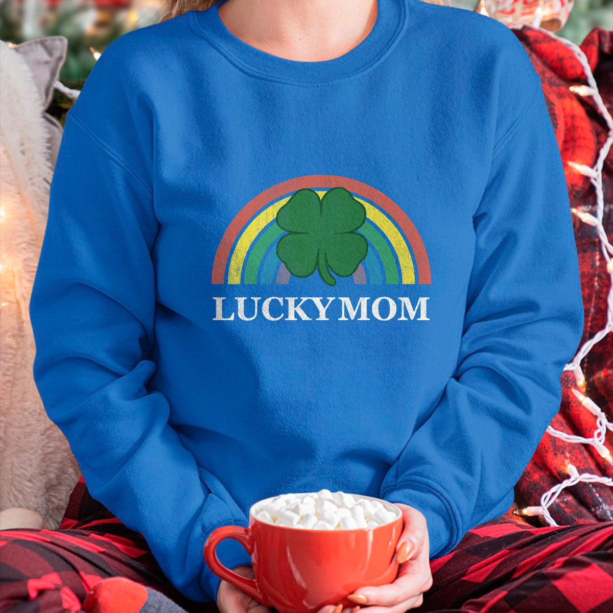 Gift for Mom Shirt, Funny Mom Unisex T-Shirt/Hoodie/Sweatshirt HLT00 - Lucky Mom Shamrock St. Patricks Day Rainbow Saint Paddys T-Shirt