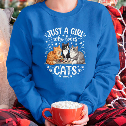 Cat Love Shirt, Funny Cat Lover Gift UnisexT-Shirt/Hoodie/Sweatshirt HLT00 - Just A Girl Who Loves Cats T-Shirt (2)
