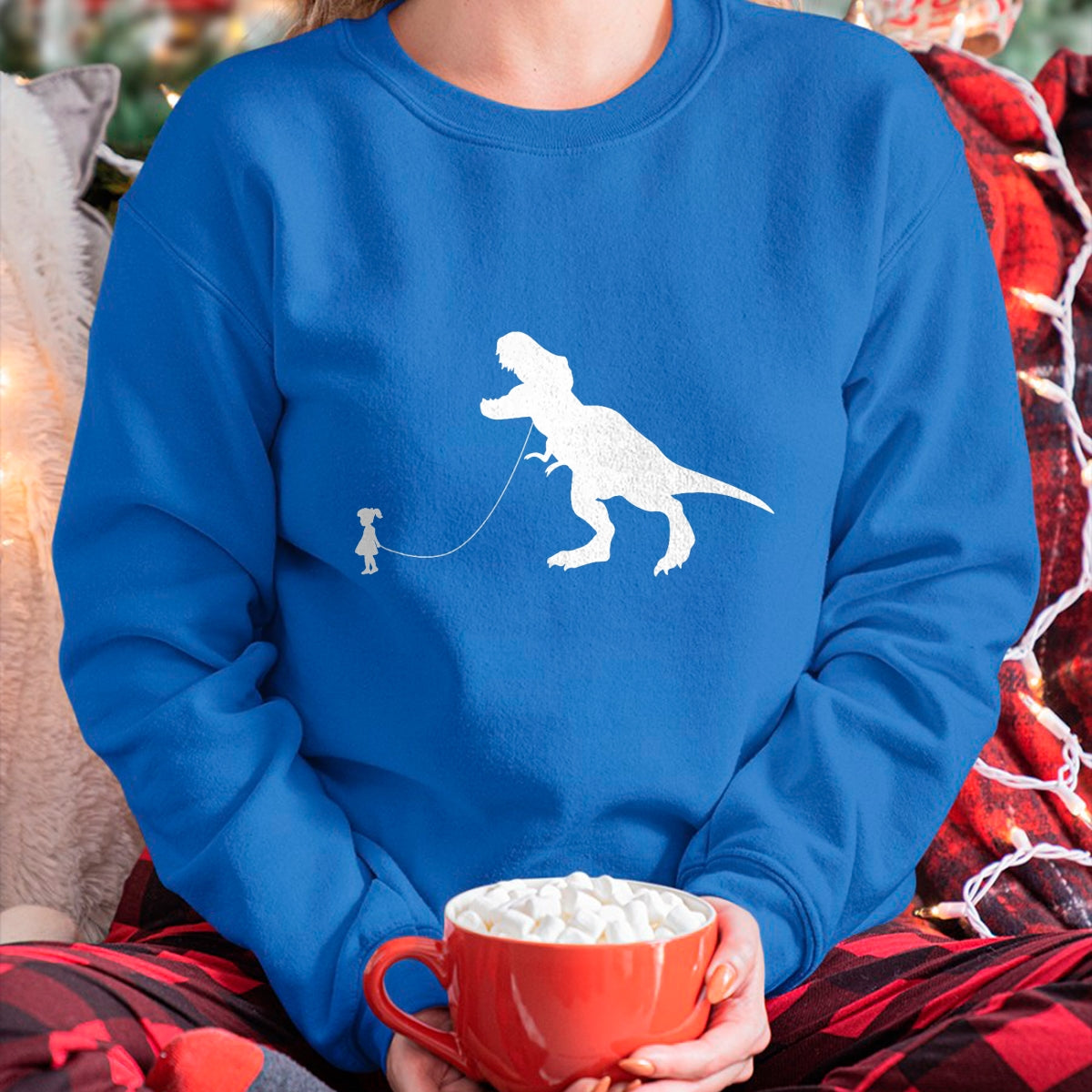 Best Dinosaur Lover Shirt, Funny Dinosaur UnisexT-Shirt/Hoodie/Sweatshirt HLT00 - T-Rex Dinosaur Pet on a Leach led by a Girl T-Shirt